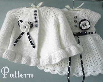 Tricot PATRON Bébé Veste Crochet PATRON Bébé Robe Bébé Cardigan Bébé Fille Motif Bébé Tenue Nouveau-né Bébé Fille Vêtements Modèle PDF
