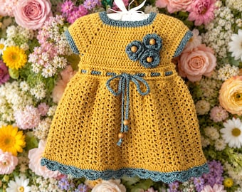Crochet Baby Girl Dress Pattern PDF, Lace Dress, Newborn to 12 Months