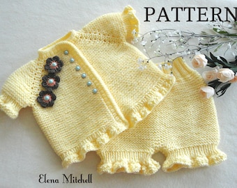 Tricot PATRON Bébé Fille Veste Tricoté Bébé Bloomers Tricoté Couche Couverture Bébé Cardigan Motif Bébé Pull Bébé Pantalon PATRON