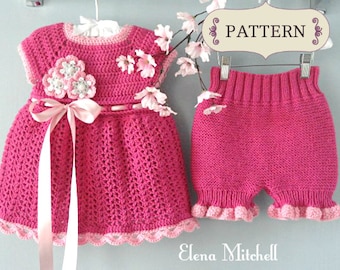 Crochet PATTERN Baby Dress Knitting PATTERN Baby Bloomers Knitted Diaper Cover Pattern Crocheted Baby Dress Pattern Baby Girl Outfit PDF