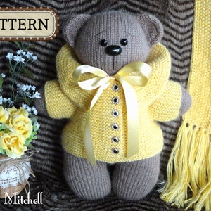 Knitting PATTERN Teddy Bear Toy Animal Pattern Knitted Bear Flat Work Knit Doll Pattern Amigurumi  Baby Toys Kids Pattern PDF ( English )