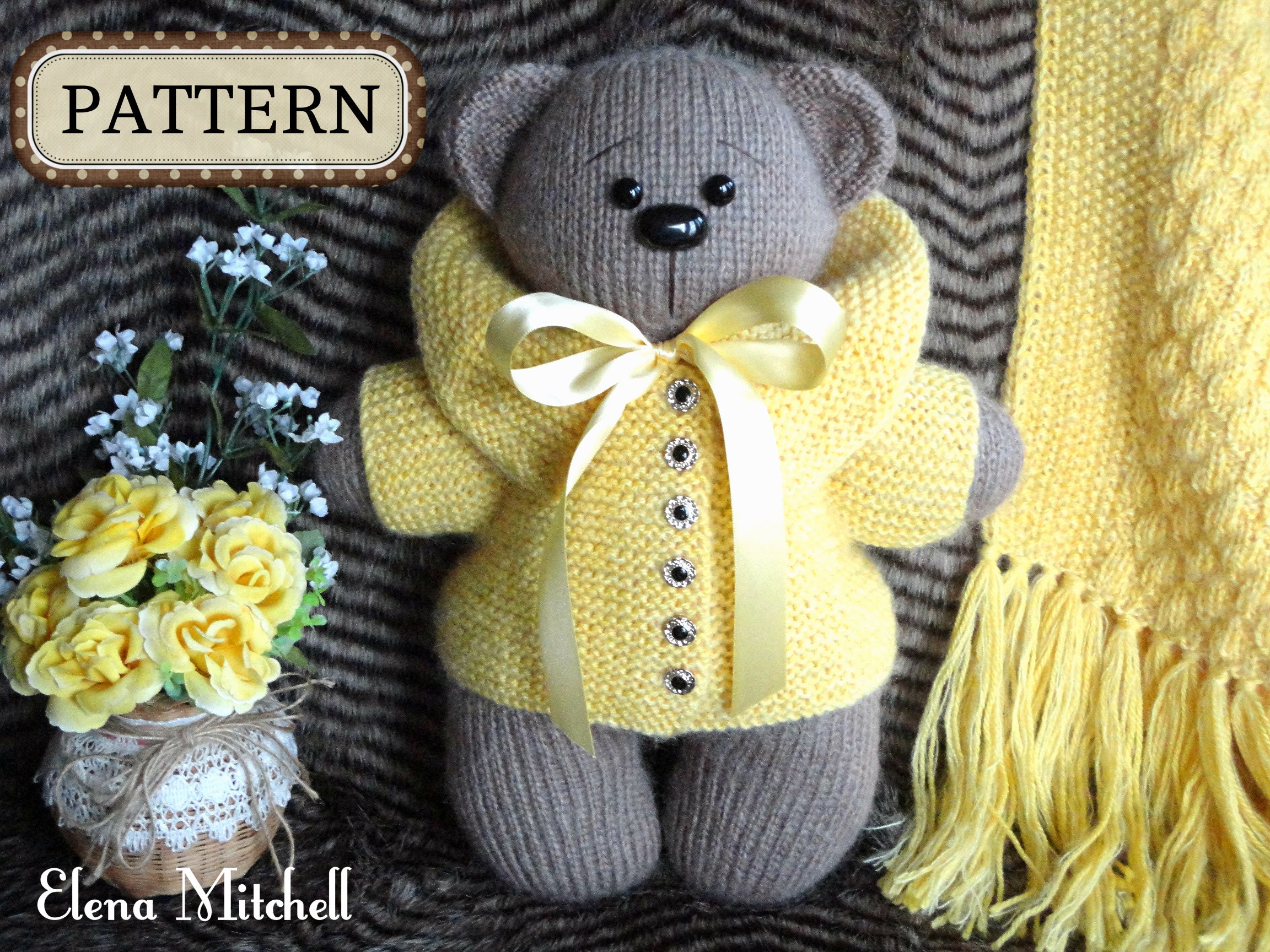 flat teddy bear pattern