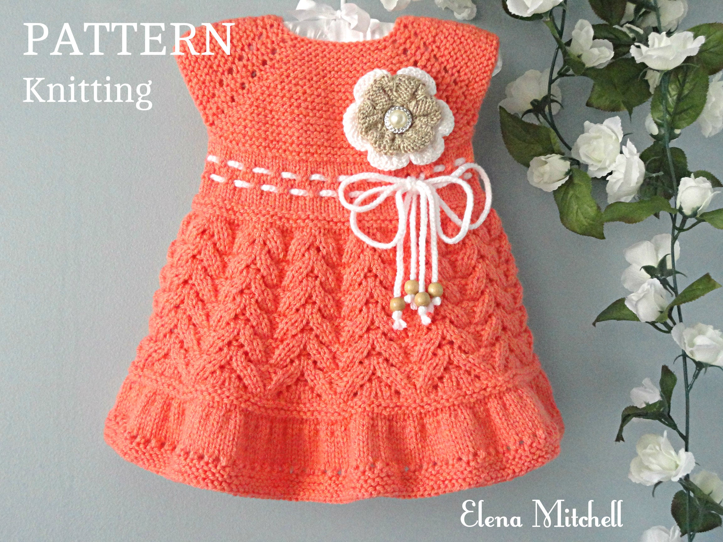 Knitting PATTERN Baby Dress Baptism Baby Girl Outfit Christening Baby Dress Pattern Knitted Flower Knitted Baby Dress PATTERN in English Etsy Canada
