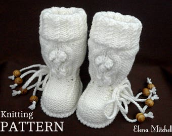 Knitting PATTERN Baby Booties Baby Shoes Pattern Baby Uggs Knitting Patterns Baby Boy Baby Girl Booties Infant Booty Newborn Baby Boots PDF