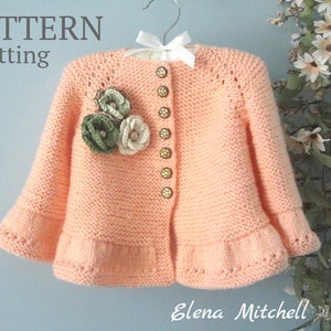 Knitting PATTERN Baby Jacket Baby Girl Cardigan Garter Stitch Knitted Baby Coat Infant Girl Clothes Knitted Baby Outfit PATTERN in English