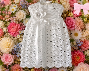 Crochet Baby Baptism Dress Pattern PDF, Christening Gown, Lace Dress, 0–12 Months