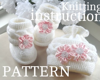 Knitting PATTERN  Baby Set Baby Shoes Baby Beanie Knitted Baby Outfit Baby Hat Pattern Baby Booties Baby Boy Baby Girl Pattern ( PDF file )