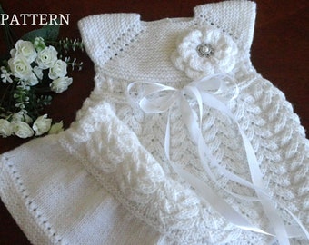 Knitting PATTERN Baby Dress Baptism Baby Girl Outfit Christening Baby Dress Pattern Knitted Flower Knitted Baby Dress PATTERN in English