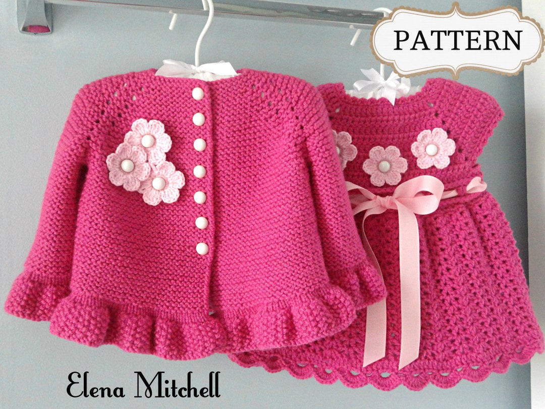 Knitting PATTERN Baby Jacket Crochet PATTERN Baby Dress Baby Cardigan