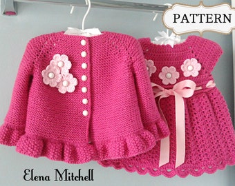 Tricot PATRON Bébé Veste Crochet PATRON Bébé Robe Bébé Cardigan Bébé Fille Motif Bébé Tenue Nouveau-né Bébé Fille Vêtements Modèle PDF