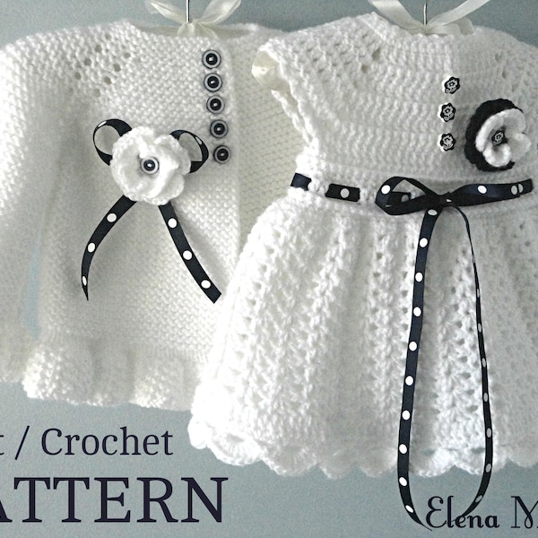 Knitting PATTERN Baby Jacket Crochet PATTERN Baby Dress Baby Cardigan Baby Girl Pattern Baby Outfit Newborn Baby Girl Clothes Pattern PDF