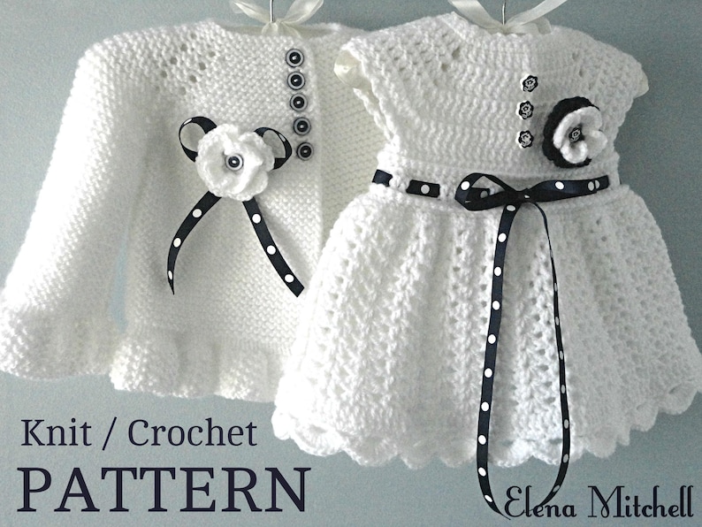 Knitting PATTERN Baby Jacket Crochet PATTERN Baby Dress Baby image 0