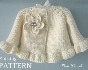 Tricot PATRON Bébé Veste Bébé Cardigan Jarretière Point Tricot Modèle Bébé Fille Veste Nouveau-Né Fille Manteau Tricot Cardigan Bébé PATRON