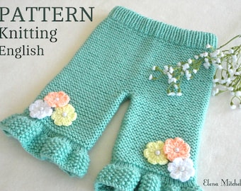 Knitting PATTERN Baby Pants Knitted Baby Pants Pattern Baby Girl Pants Garter Stitch Baby Clothes Newborn Pattern Knitted Baby Girl Outfit