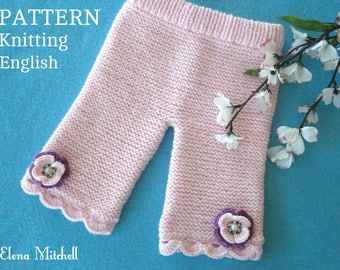 Knitting PATTERN Baby Pants Knitted Baby Pants Pattern Baby Girl Pants Garter Stitch Baby Clothes Newborn Pattern Knitted Baby Girl Outfit