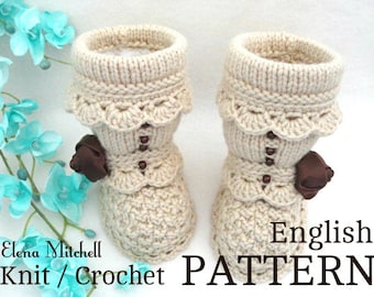 Knitting PATTERN Baby Booties Baby Shoes Knitted Baby Girl Booty Infant Pattern Newborn Knitting Clothes Baby Girl Pattern ENGLISH in PDF