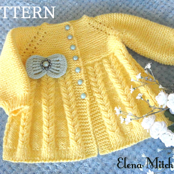Knitting PATTERN Baby Jacket Knitted Baby Cardigan Knitted Cables Baby Jacket Knit Baby Sweater Baby Girl Outfit PATTERN in English PDF
