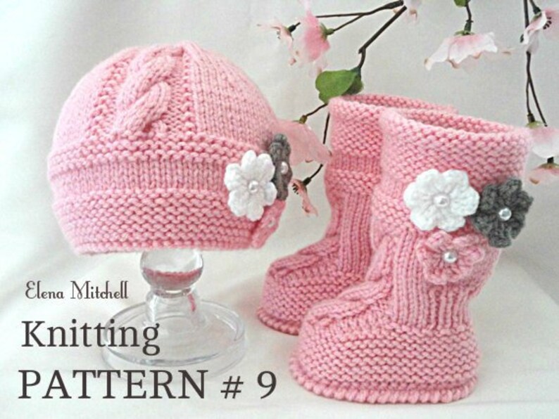 Knitting PATTERN Baby Set Infant Baby Hat Babies Baby Shoes Newborn Knitted Baby Hat Baby Booties Baby Boy Baby Girl Pattern PDF file image 2