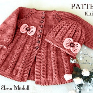 Knitting PATTERN Baby Jacket Knitted Baby Cardigan Baby Hat Baby Beanie Pattern Knit Baby Sweater Baby Girl Outfit PATTERN in English PDF