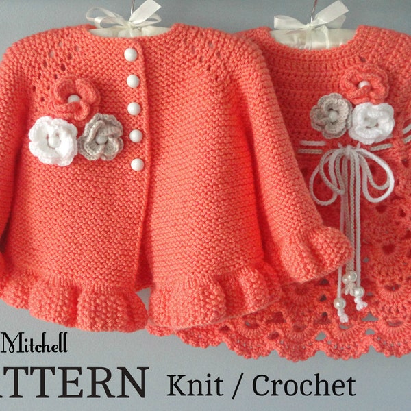 Knitting PATTERN Baby Jacket Crochet PATTERN Baby Dress Baby Cardigan Baby Girl Pattern Baby Outfit Newborn Baby Girl Clothes Pattern PDF