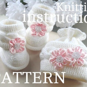 Knitting PATTERN Baby Booties Baby Hat Knitted Baby Shoes Knit Baby Beanie Baby Girl Baby Boy Knitted Baby Outfit PATTERN in English PDF image 2