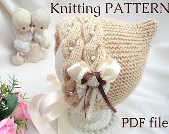 PATRÓN de tejido Gorro para bebé INSTRUCCIONES de tejido Gorro para bebé Gorro para recién nacido Gorro tejido para bebé Gorro para bebé Gorro de punto Patrón Gorro para bebé (archivo PDF)