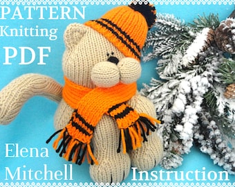 Knitting PATTERN Animal Knit Pattern Cat Animal Patterns Children Toy Knitting Doll Pattern Amigurumi Cat Baby Kids Toys Pattern PDF file