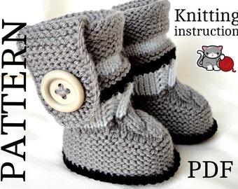 Knitting PATTERN Baby Booties PATTERN Knit Baby Shoes Baby Boy Baby Girl Pattern Knit Baby Pattern Infant Shoes Baby Uggs ( PDF file ) Only