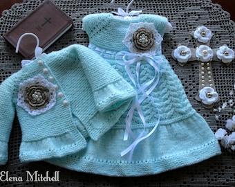Tricotage Baptême bébé robe baptême bébé cardigan en tricot pour bébé Baptême bébé fille veste bébé modèle PDF
