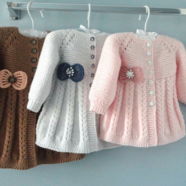 PATRÓN de punto Chaqueta de bebé Cárdigan de punto para bebé Chaqueta de punto con ochos para bebé Suéter de punto para bebé Conjunto de niña PATRÓN en inglés PDF