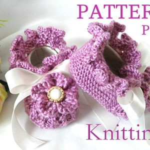 Knitting PATTERN Baby Shoes Baby Girl Shoes Newborn Slippers Crib Shoes Knitted Baby PATTERN Baptism Shoes Christening Shoes Knit Shoes PDF image 1