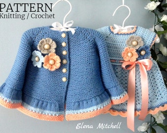 Tricot PATRON Bébé Veste Crochet PATRON Bébé Robe Bébé Cardigan Bébé Fille Motif Bébé Tenue Nouveau-né Bébé Fille Vêtements Modèle PDF