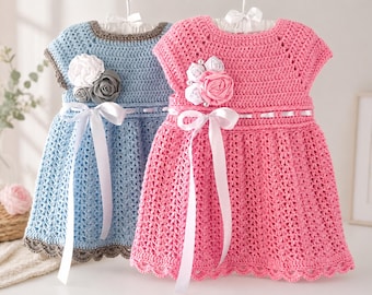 Crochet Girl Dress Pattern PDF, Toddler Dress, Sizes 1–6 Years