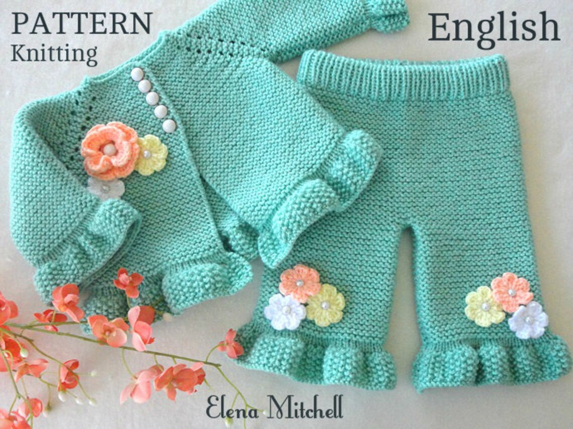 Knitting PATTERN Baby Cardigan Baby Pants Baby Girl Outfit Etsy UK