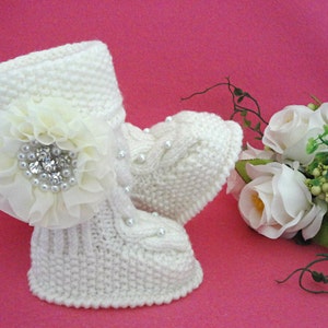 Knitting PATTERN Baby Set Baby Bonnet Baby Hat Cap Knitted Baby Shoes Baby Booties Baby Uggs Knit Pattern Babies Baby Girl Newborn Infant image 3