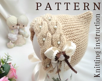 PATRÓN de tejido Gorro para bebé INSTRUCCIONES de tejido Gorro para bebé Gorro para recién nacido Gorro tejido para bebé Gorro para bebé Gorro de punto Patrón Gorro para bebé (archivo PDF)
