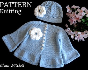 Modèle de tricot Veste pour bébé Modèle de tricot Bonnet pour bébé Cardigan tricoté pour bébé Pull pour bébé Modèle de manteau pour bébé en anglais