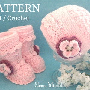Knitting PATTERN Baby Girl Baby Hat Baby Booties Baby Beanie Baby Girl Outfit Pattern Infant Shoes Baby Shoes Baby Cap Baby Set PATTERN
