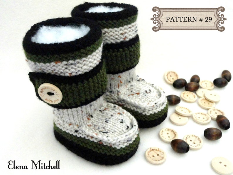 Knitting PATTERN Baby Booties Baby Shoes Knitted Baby Uggs Baby Boy Baby Girl Boots Newborn Infant Booties 0 18 months PATTERN PDF image 1