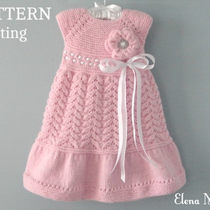 Knitting PATTERN Baby Dress Baptism Baby Girl Outfit Christening Baby Dress Pattern Knitted Flower Knitted Baby Dress PATTERN in English