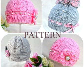 Knitting  P A T T E R N  Knitting Baby Hat Baby Patterns Knitted Baby Hat Knitting Pattern Baby Hats Knitting Hat  Newborn Hat  ( PDF file )