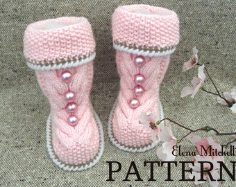 Knitting PATTERN Baby Booties Baby Shoes Knitted Baby Uggs Baby Boy Baby Girl Booty Knitting Patterns for Babies Infant Shoes Pattern PDF