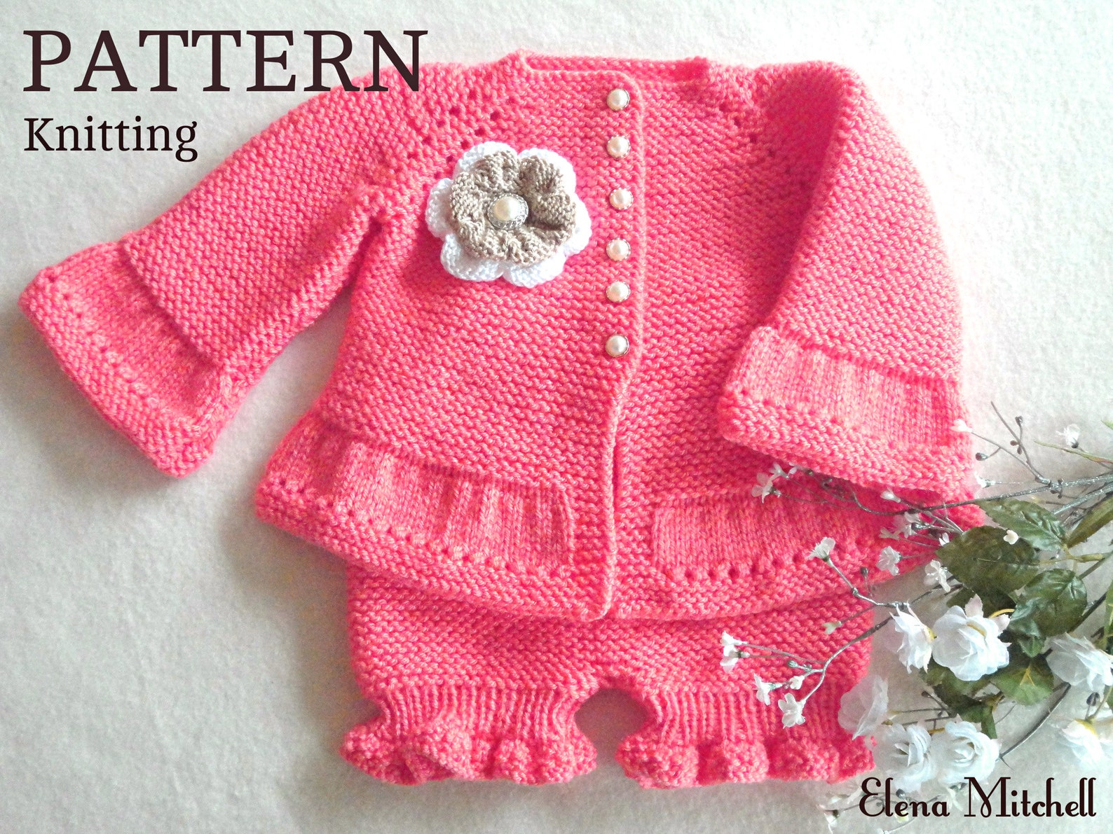 Knitting PATTERN Baby Jacket Baby Girl Cardigan Garter Stitch Etsy