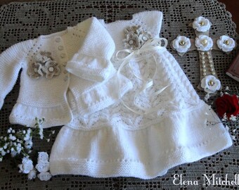 MOTIF à tricoter pour robe de baptême pour bébé MOTIF à tricotage pour robe de bébé pour baptême Robe de baptême pour bébé en tricot Cardigan pour bébé baptême bébé fille