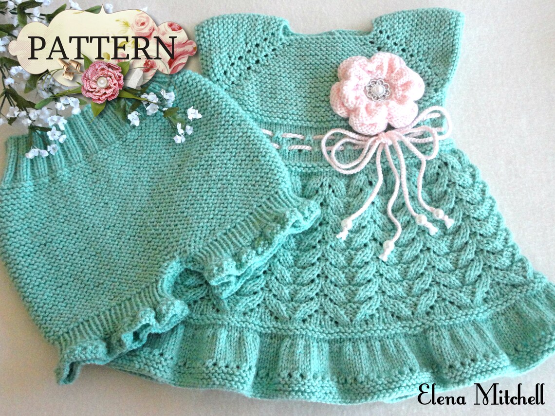 Knitting PATTERN Baby Dress Knitted Diaper Cover Baptism Dress Etsy