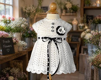 Crochet Baby Girl Dress Pattern PDF, Lace Dress, Newborn to 12 Months