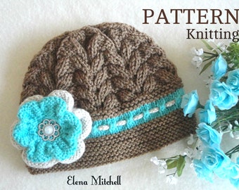 Knitting PATTERN Baby Hat Baby Beanie Knitted Baby Girl Hat Baby Girl Knitting Pattern Baby Cap Infant Knitting Pattern ENGLISH Only PDF