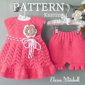 Patroon babyjurk breien Gebreide luierhoes Doopjurk Doopbabyjurk Baby bloeiers Gebreide babybroek PATROON in het Engels