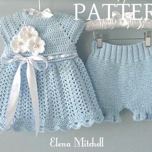 Crochet PATTERN Baby Dress Knitting PATTERN Baby Bloomers Knitted Diaper Cover Pattern Crocheted Baby Dress Pattern Baby Girl Outfit PDF