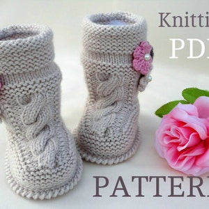 Knitting PATTERN Baby Booties Baby Girl Shoes Pattern Knitted Baby Booties Pattern Baby Booty Baby Uggs Patterns Baby Boots ( PDF file )